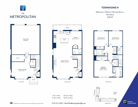 Floor plan for 3 beds, 4 baths, 3187 sqft